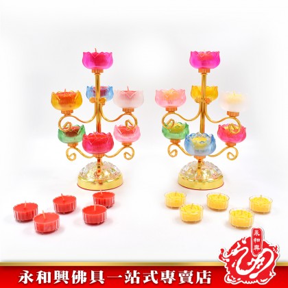 七品七色蓮花琉璃燭台-Candledtick