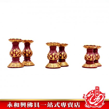 永和興 朱紅招財三用燭台-WING WOH HING