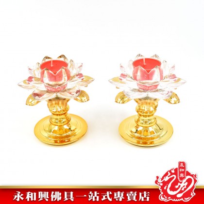 雙龍行 水晶蓮花燭台-WING WOH HING