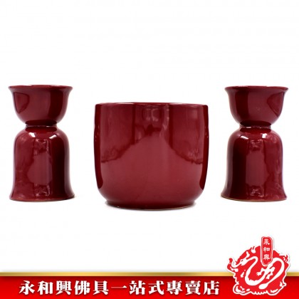 永和興朱紅燭台一對-WING WOH HING