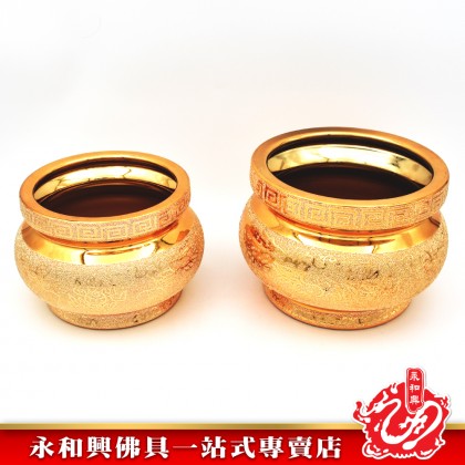 永和興沙金雙龍香爐 - Sand Gold Double Dragon Incense Burner