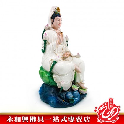 18寸九蓮觀音神像（高溫瓷彩）-WING WOH HING