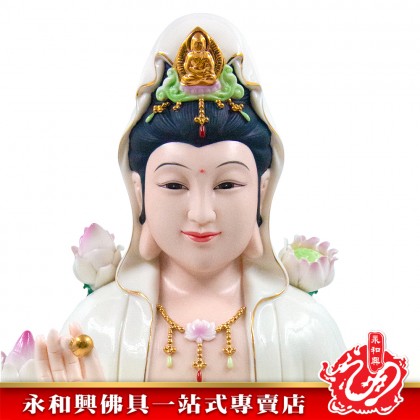 18寸九蓮觀音神像（高溫瓷彩）-WING WOH HING