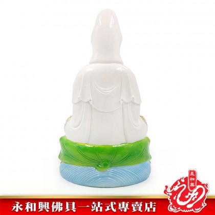 12寸觀音白衣彩蓮-WING WOH HING