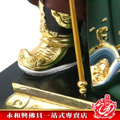 永和興16寸坐椅手持刀關公極彩K金-WING WOH HING
