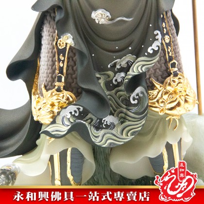 19寸關帝立九龍天潤石鈺彩/天潤石/鈺彩/關帝/關公/神像/关帝/关公-WingWohHing Guan Di