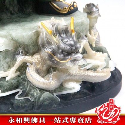 19寸關帝立九龍天潤石鈺彩/天潤石/鈺彩/關帝/關公/神像/关帝/关公-WingWohHing Guan Di