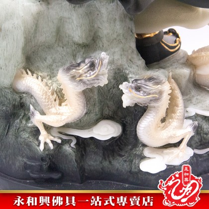 19寸關帝立九龍天潤石鈺彩/天潤石/鈺彩/關帝/關公/神像/关帝/关公-WingWohHing Guan Di