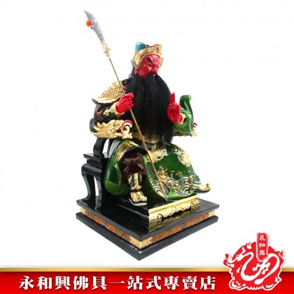 永和興19寸坐椅劍指關公極彩K金/關公/關帝/19寸關公神像/19寸關帝神像-Wing Woh Hing