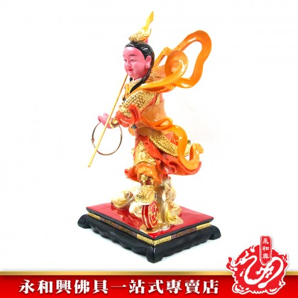 永和興16寸雙輪三太子哪吒極彩K金/16寸雙輪哪吒神像/16寸雙輪太子神像/三太子哪吒神像-Wing Woh Hing