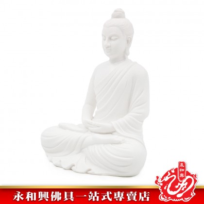 永和興9寸佛祖（打坐）全白/释迦牟尼佛/佛祖神像/9寸佛祖神像/佛祖/佛祖打坐神像-Wing Woh Hing