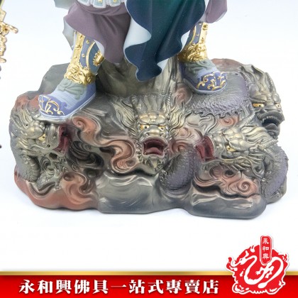 永和興19寸五龍關公神像彩色漢白玉石/五龍關公/彩色五龍關公/漢白玉石/關帝/神像-GUAN DI 