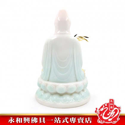 永和興16寸觀音漢白玉石描金/16寸觀音/漢白玉石/觀音神像/16寸神像-WING WOH HING