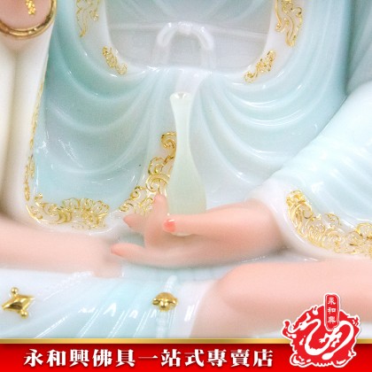 永和興16寸觀音漢白玉石描金/16寸觀音/漢白玉石/觀音神像/16寸神像-WING WOH HING