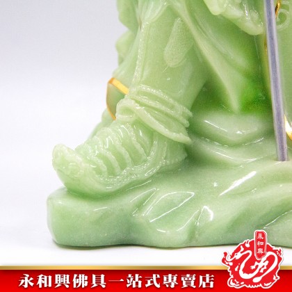 永和興16寸坐石關公翠玉描金劍指/關帝/關公/16寸關帝/翠玉神像/劍指關帝-GUAN DI