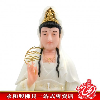 永和興19寸觀音漢白玉石白色/19寸觀音/漢白玉石/觀音神像/19寸神像-WING WOH HING