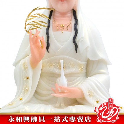 永和興19寸觀音漢白玉石白色/19寸觀音/漢白玉石/觀音神像/19寸神像-WING WOH HING