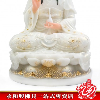 永和興19寸觀音漢白玉石白色/19寸觀音/漢白玉石/觀音神像/19寸神像-WING WOH HING