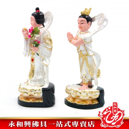 永和興10寸金童玉女珍珠彩/10寸良女/10寸善財/金童玉女神像-WING WOH HING