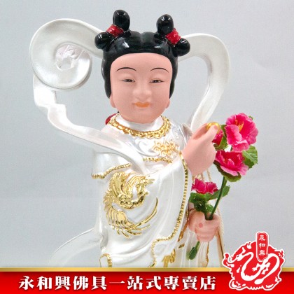 永和興10寸金童玉女珍珠彩/10寸良女/10寸善財/金童玉女神像-WING WOH HING