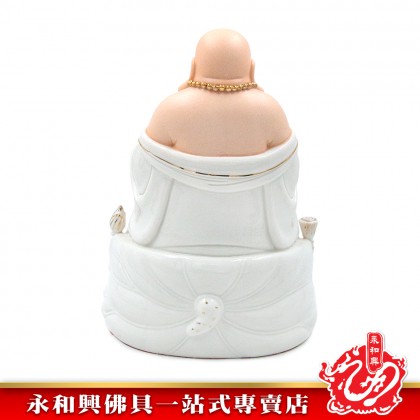 永和興10寸水蓮彌勒佛膚色描金邊/笑佛/弥勒菩萨/弥勒菩萨摩诃萨/大肚弥勒佛/神像-WING WOH HING