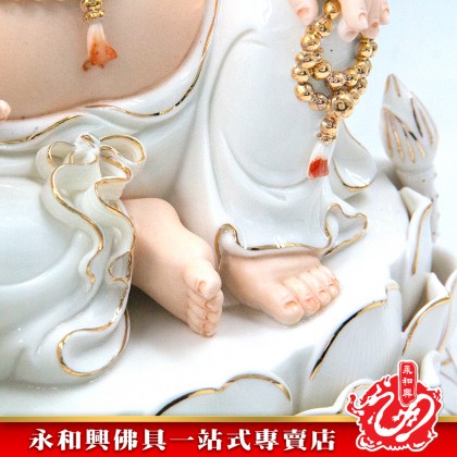 永和興10寸水蓮彌勒佛膚色描金邊/笑佛/弥勒菩萨/弥勒菩萨摩诃萨/大肚弥勒佛/神像-WING WOH HING