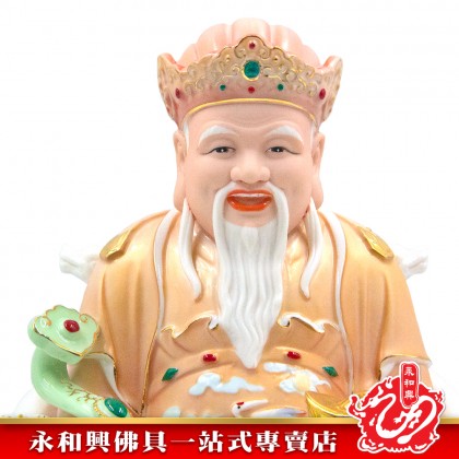 永和興10寸紅衣陶瓷地主公地主婆神像/地主公/地主婆/陶瓷神像-WING WOH HING