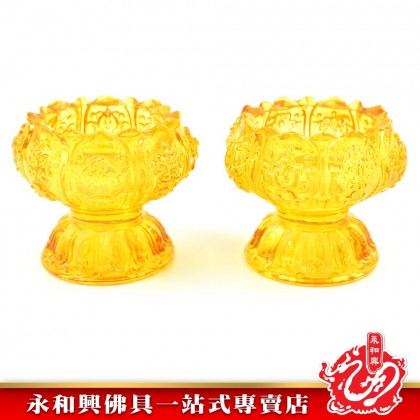 《贈送8粒8小時酥油蠟燭》永和興雙龍行水晶吉祥八寶蠟燭台 - WingWohHing Candle Holder