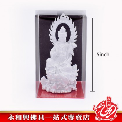 永和興神像（5"）白色坐蓮觀音神像/白色如來佛祖神像 - WingWohHing Buddha Statue