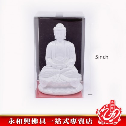 永和興神像（5"）白色坐蓮觀音神像/白色如來佛祖神像 - WingWohHing Buddha Statue