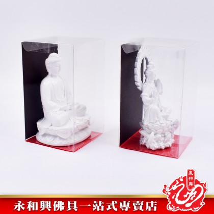 永和興神像（5"）白色坐蓮觀音神像/白色如來佛祖神像 - WingWohHing Buddha Statue