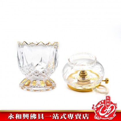 《贈送水晶油一支》永和興9201高貴雙龍行水晶油杯 - WingWohHing Crystal Oil Lamp