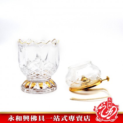 永和興9203高級雙龍行水晶油杯 - WingWohHing Crystal Oil Lamp