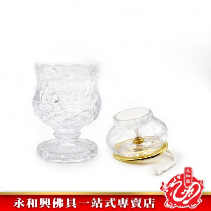 永和興9206雙龍行祈福水晶油杯 - WingWohHing Crystal Oil Lamp