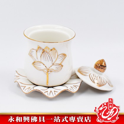 永和興浮白蓮花水供杯 - WingWohHing Holy Water Cup